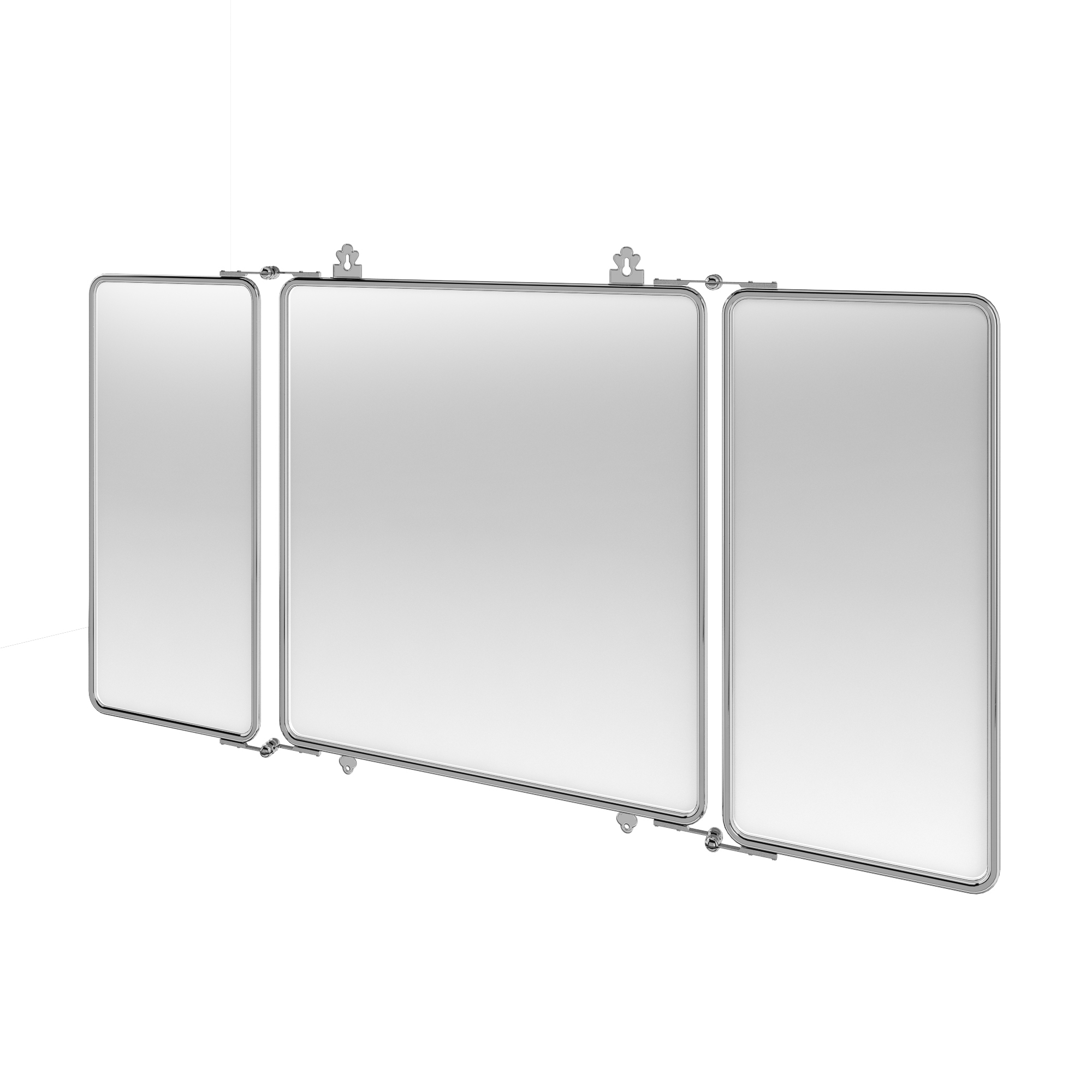 Arcade Three fold bathroom mirror with chrome plated brass frame